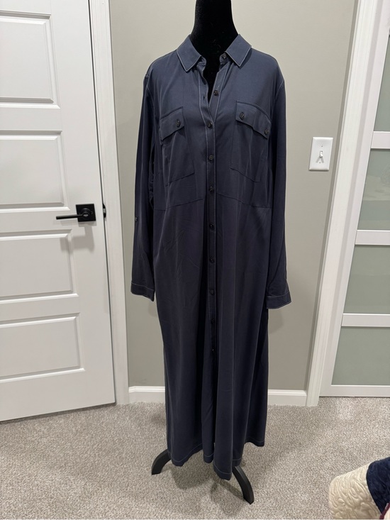 J. Jill Dresses & Skirts - J. Jill Long Navy Button-Front Maxi Shirt Dress